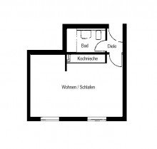 Grundriss VERKAUF: 1-Raumwohnung im Stadtzentrum
