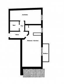 Grundriss traumhafte 2-Raum-Dachgeschosswohnung mit Balkon in ruhiger Wohnlage