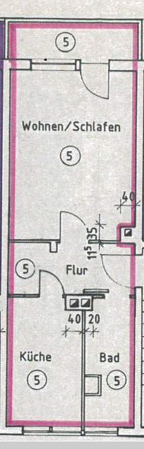 Grundriss VERKAUF: sch�ne 1 Raumwohnung im Erdgeschoss mit Stellplatz in H�rschel