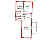 Grundriss vollst�ndig sanierte 3-Raum-Wohnung mit Terrasse und Stellplatz in ruhiger Wohnlage