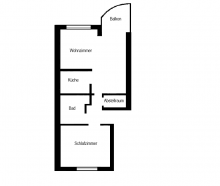Grundriss VERKAUF: gepflegte 2-Raumwohnung mit Balkon und TG-Stellplatz in ruhiger Wohnanlage