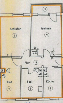 Grundriss VERKAUF:  sch�ne 3 Raumwohnung mit Balkon und Stellplatz in H�rschel