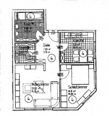 Grundriss Gro�z�gige 2-Raum-Wohnung iim Erdgeschoss n ruhiger Lage